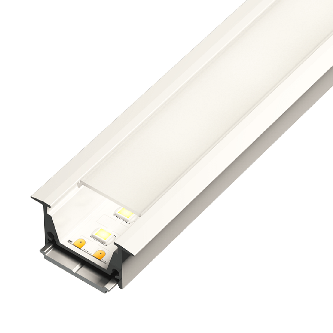 Perfil en aluminio de incrustar para uso en cinta LED o Regleta.